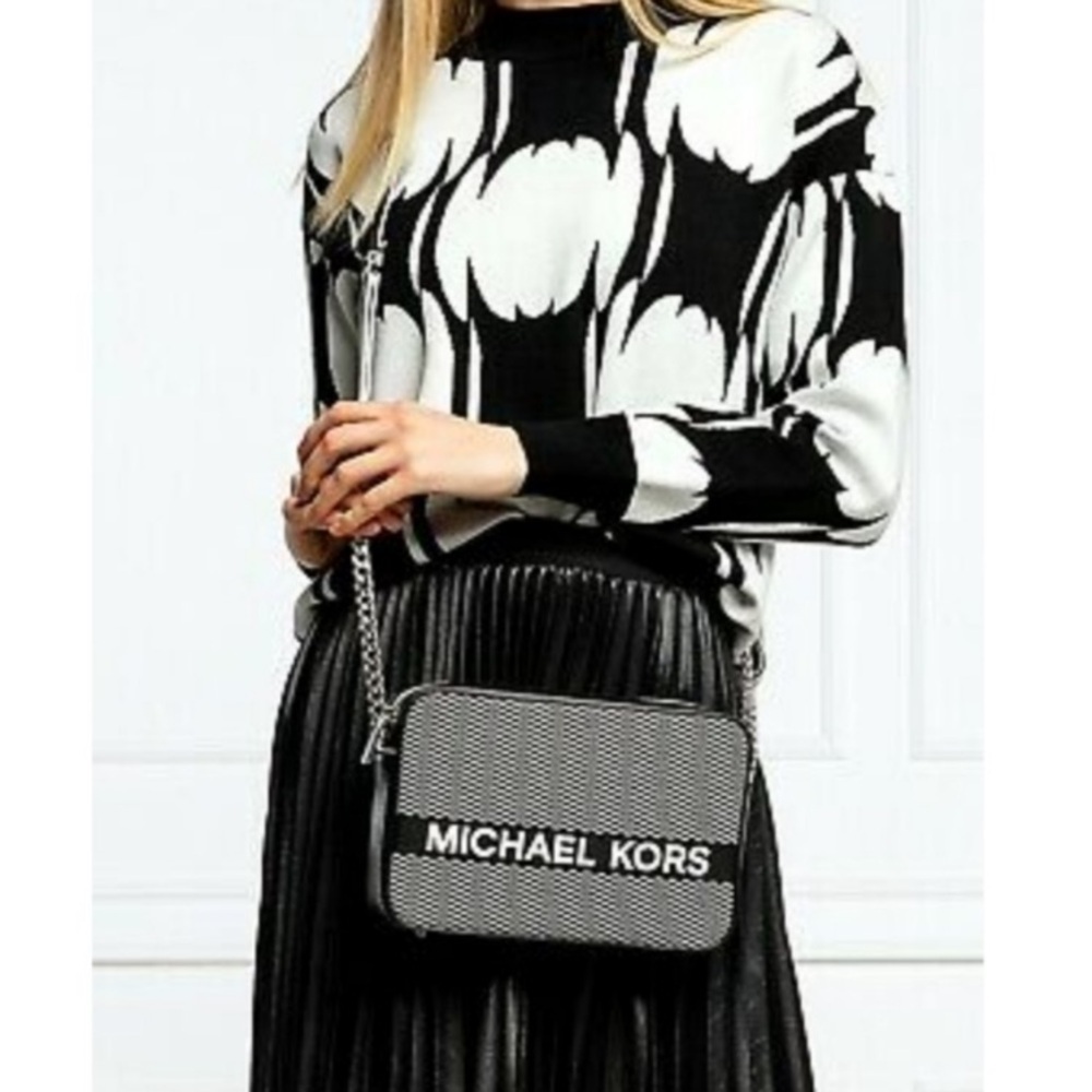 Michael Kors Jet Set Large East West Crossbody Bag Black/White